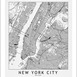 SOCIETY6 NEW YORK CITY WHITE MAP Wall Tapestry